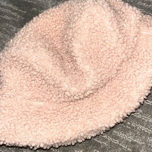 pink furry bucket hat